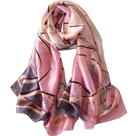 Satin Scarf Fashion Lightweight Pink